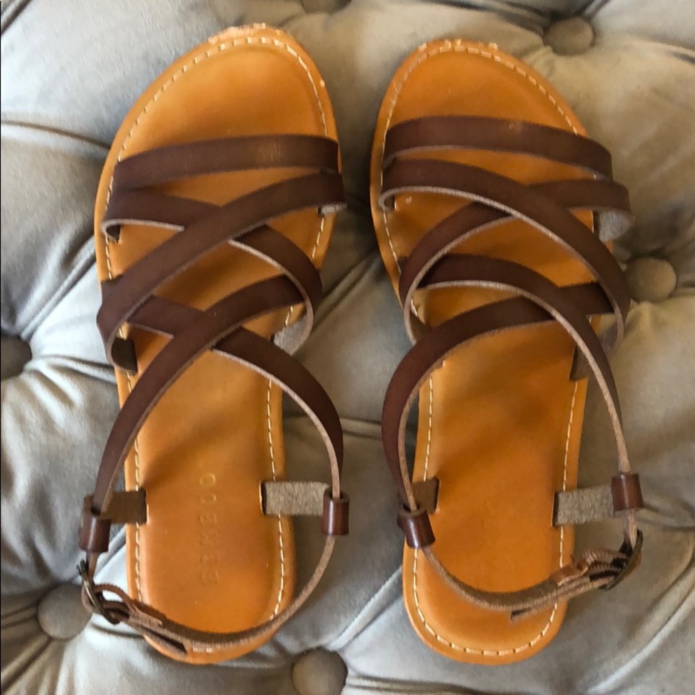 super cute strappy brown sandals